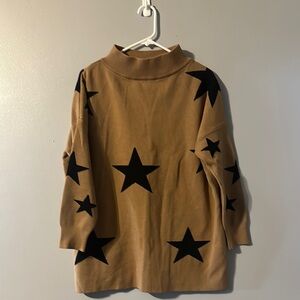 Tan Sweater with Black Star Pattern Size Med